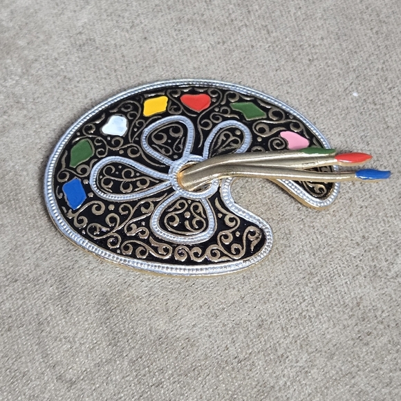 Spain Damascene 2-Tone Metallic Colorful Damascene Artists Painting Brooch - Picture 10 of 17